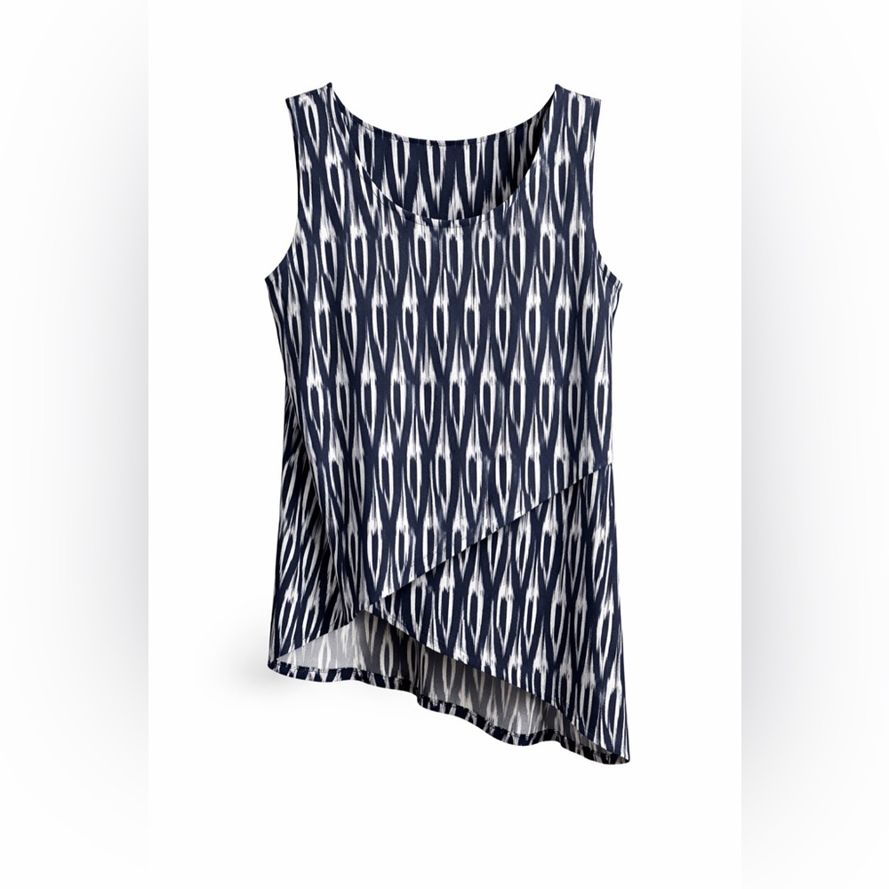 Navy Ikat Print Sleeveless Women's Top